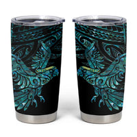 New Zealand Sulphur-crested Cockatoo Tumbler Cup Aotearoa Maori Mix Paua Shell LT14 Turquoise - Polynesian Pride