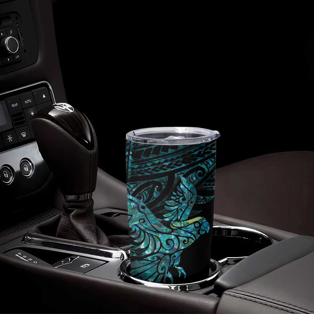 New Zealand Sulphur-crested Cockatoo Tumbler Cup Aotearoa Maori Mix Paua Shell LT14 - Polynesian Pride