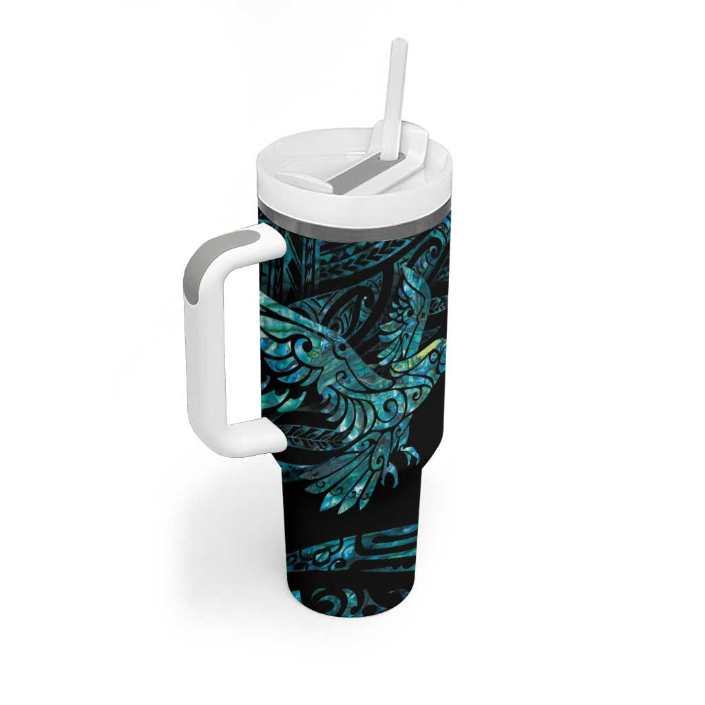 New Zealand Sulphur-crested Cockatoo Tumbler With Handle Aotearoa Maori Mix Paua Shell LT14 - Polynesian Pride