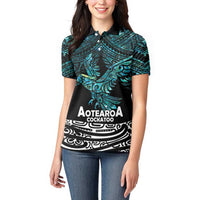 New Zealand Sulphur-crested Cockatoo Women Polo Shirt Aotearoa Maori Mix Paua Shell LT14 - Polynesian Pride