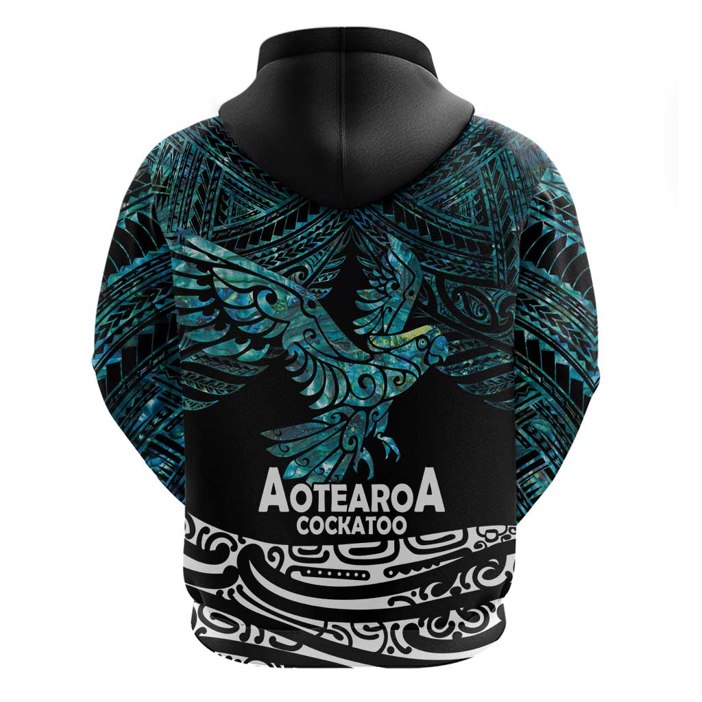 New Zealand Sulphur-crested Cockatoo Zip Hoodie Aotearoa Maori Mix Paua Shell LT14 - Polynesian Pride