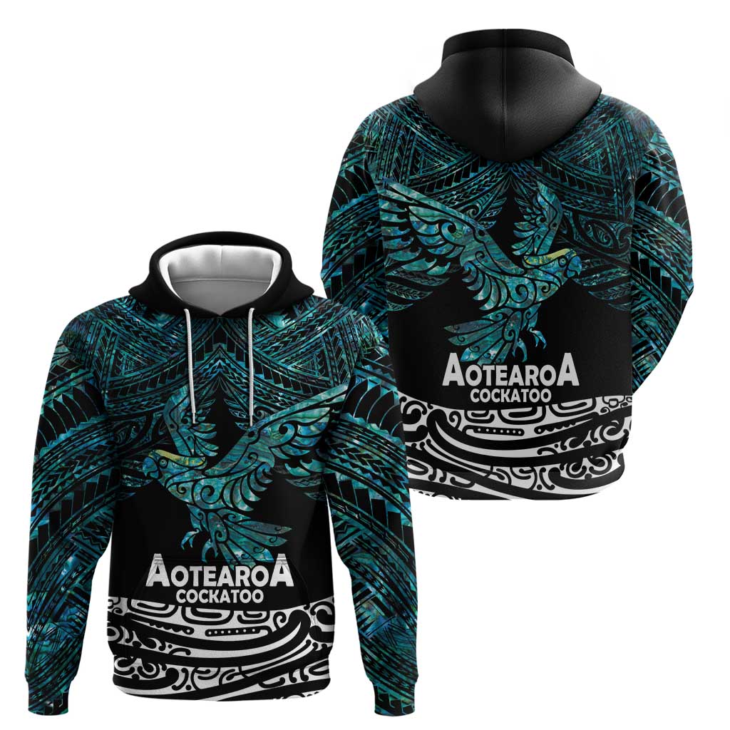 New Zealand Sulphur-crested Cockatoo Zip Hoodie Aotearoa Maori Mix Paua Shell LT14 - Polynesian Pride