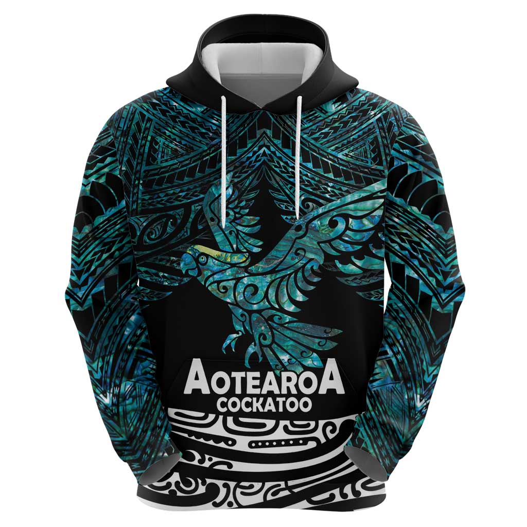 New Zealand Sulphur-crested Cockatoo Zip Hoodie Aotearoa Maori Mix Paua Shell LT14 - Polynesian Pride