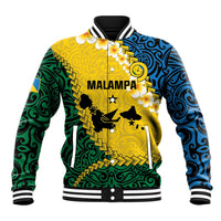 Malampa Province Baseball Jacket Vanuatu Map - Plumeria Flag Color LT14 Unisex Yellow - Polynesian Pride
