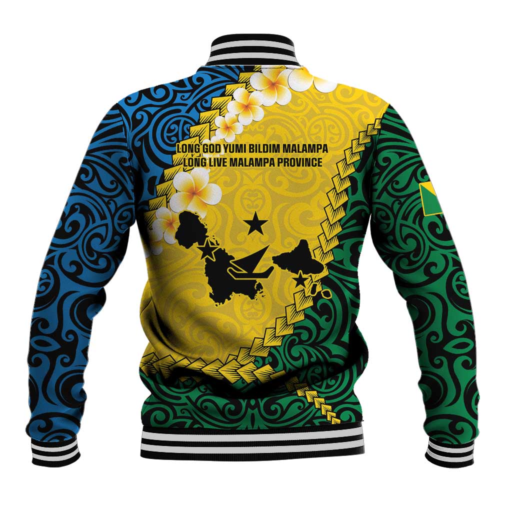 Malampa Province Baseball Jacket Vanuatu Map - Plumeria Flag Color LT14 - Polynesian Pride