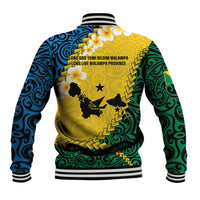 Malampa Province Baseball Jacket Vanuatu Map - Plumeria Flag Color LT14 - Polynesian Pride