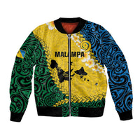 Malampa Province Bomber Jacket Vanuatu Map - Plumeria Flag Color LT14 Unisex Yellow - Polynesian Pride