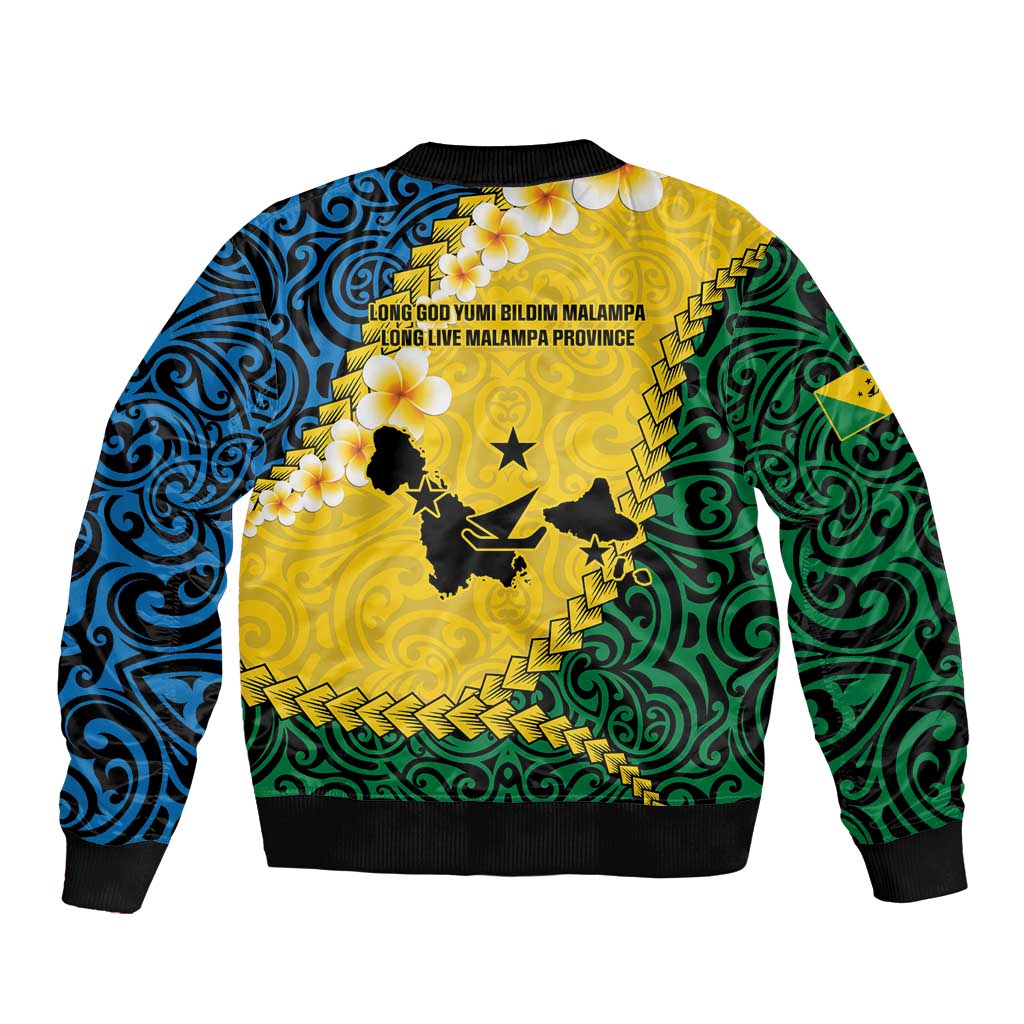 Malampa Province Bomber Jacket Vanuatu Map - Plumeria Flag Color LT14 - Polynesian Pride