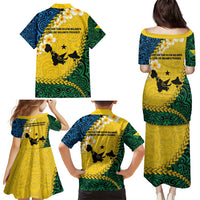 Malampa Province Family Matching Puletasi and Hawaiian Shirt Vanuatu Map - Plumeria Flag Color LT14 - Polynesian Pride