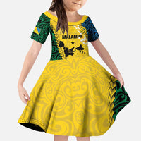 Malampa Province Family Matching Tank Maxi Dress and Hawaiian Shirt Vanuatu Map - Plumeria Flag Color LT14 Daughter's Dress Yellow - Polynesian Pride