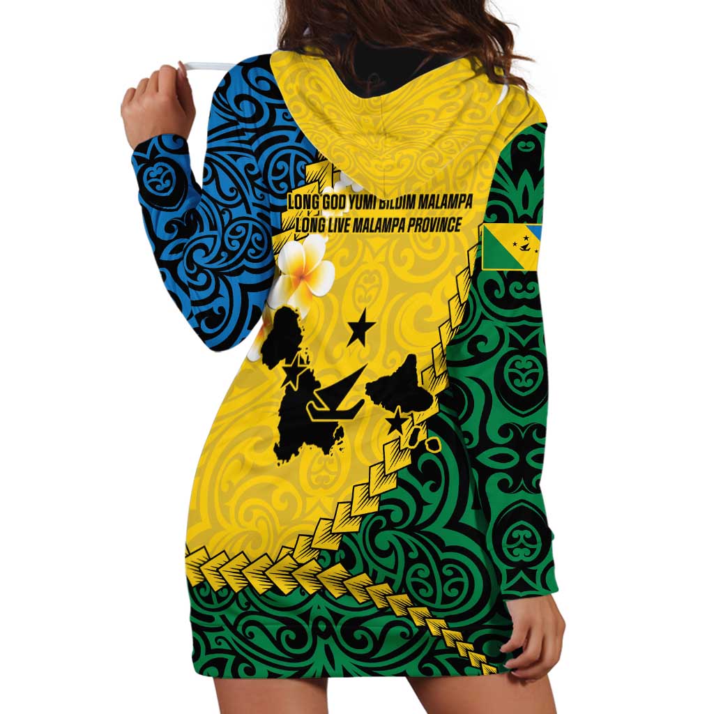 Malampa Province Hoodie Dress Vanuatu Map - Plumeria Flag Color LT14 - Polynesian Pride