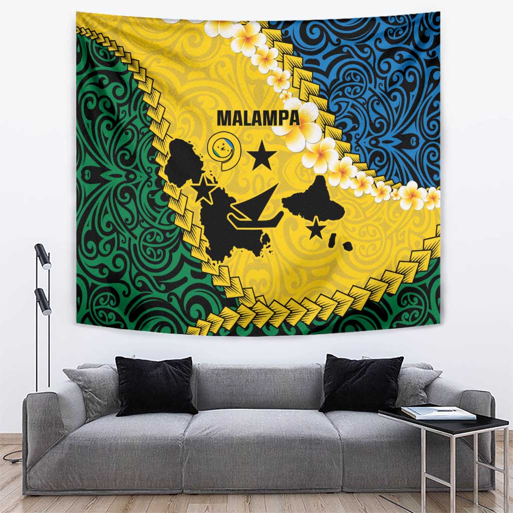 Malampa Province Tapestry Vanuatu Map - Plumeria Flag Color LT14 Yellow - Polynesian Pride