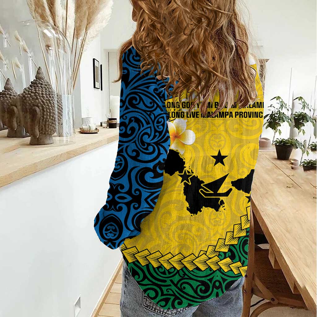 Malampa Province Women Casual Shirt Vanuatu Map - Plumeria Flag Color LT14 - Polynesian Pride