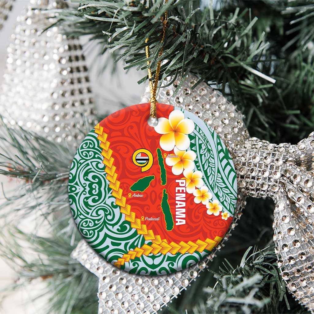 Penama Province Ceramic Ornament Vanuatu Map - Plumeria Flag Color