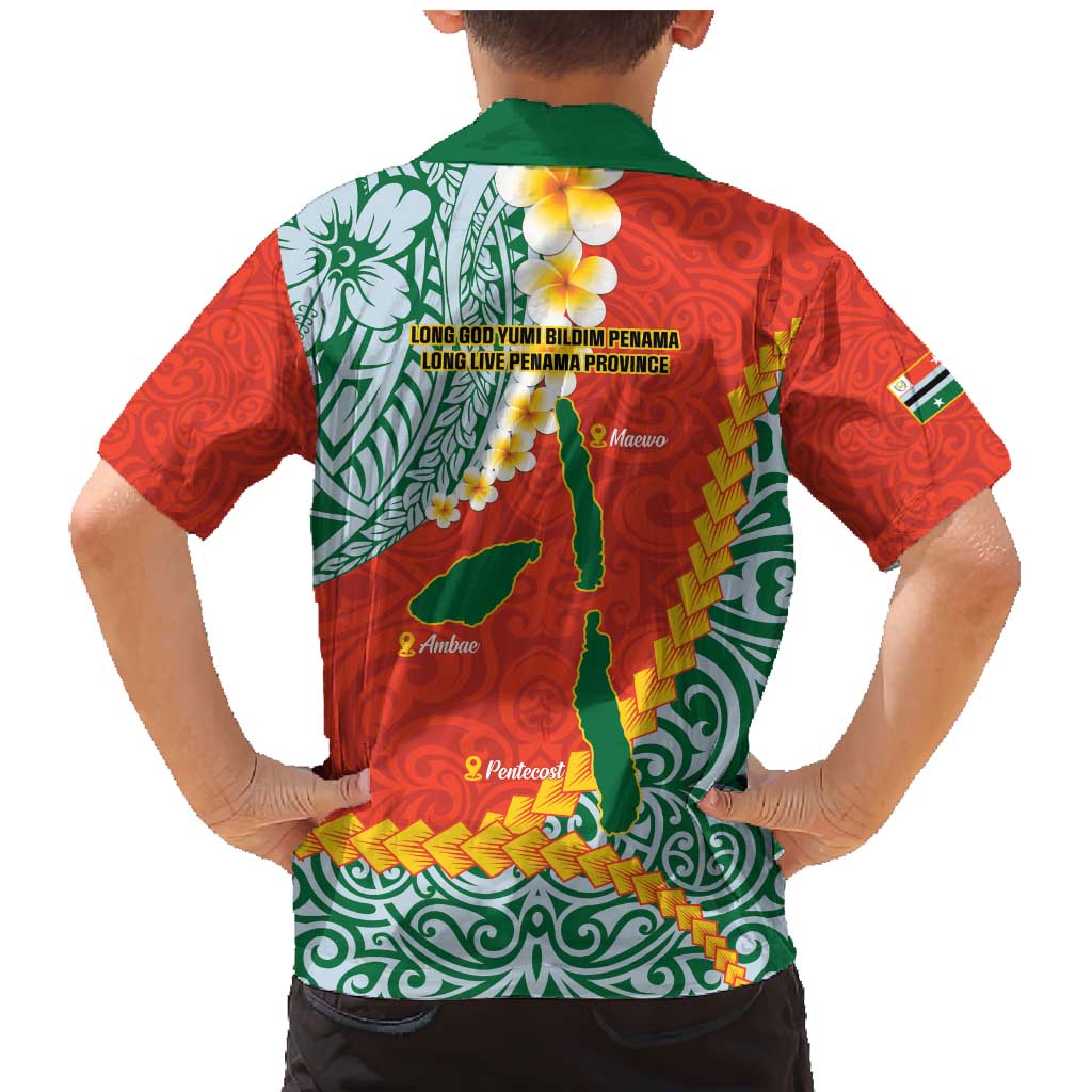 Penama Province Family Matching Mermaid Dress and Hawaiian Shirt Vanuatu Map - Plumeria Flag Color LT14 - Polynesian Pride