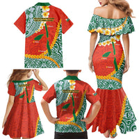 Penama Province Family Matching Mermaid Dress and Hawaiian Shirt Vanuatu Map - Plumeria Flag Color LT14 - Polynesian Pride