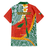 Penama Province Family Matching Off The Shoulder Long Sleeve Dress and Hawaiian Shirt Vanuatu Map - Plumeria Flag Color LT14 - Polynesian Pride