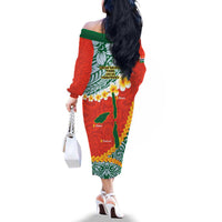 Penama Province Family Matching Off The Shoulder Long Sleeve Dress and Hawaiian Shirt Vanuatu Map - Plumeria Flag Color LT14 - Polynesian Pride