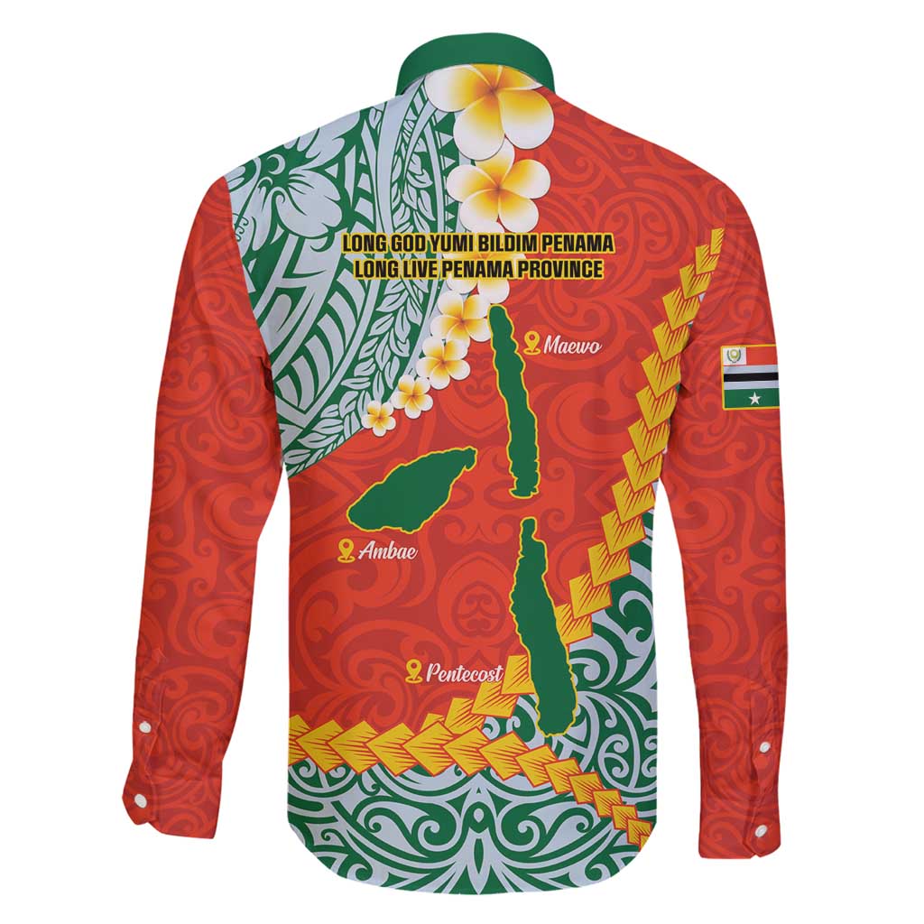 Penama Province Family Matching Tank Maxi Dress and Hawaiian Shirt Vanuatu Map - Plumeria Flag Color LT14 - Polynesian Pride