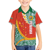 Penama Province Family Matching Tank Maxi Dress and Hawaiian Shirt Vanuatu Map - Plumeria Flag Color LT14 Son's Shirt Red - Polynesian Pride