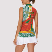 Penama Province Women Sleeveless Polo Shirt Vanuatu Map - Plumeria Flag Color LT14 - Polynesian Pride