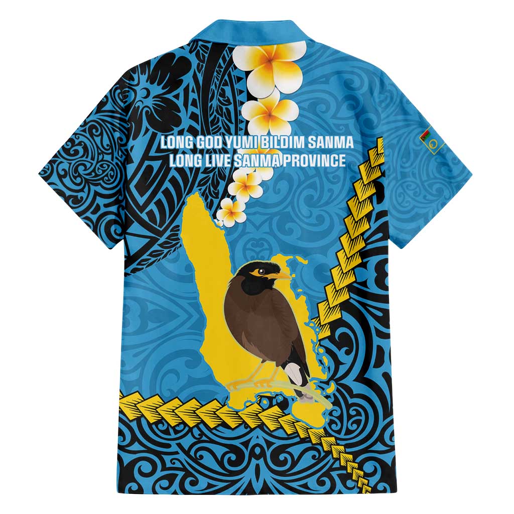 Sanma Province Family Matching Long Sleeve Bodycon Dress and Hawaiian Shirt Vanuatu Pattern Myna Bird - Plumeria Flag Color LT14 - Polynesian Pride