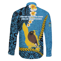 Sanma Province Family Matching Off The Shoulder Long Sleeve Dress and Hawaiian Shirt Vanuatu Pattern Myna Bird - Plumeria Flag Color LT14 - Polynesian Pride