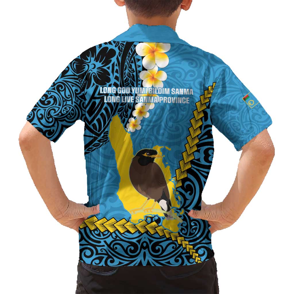 Sanma Province Family Matching Off Shoulder Maxi Dress and Hawaiian Shirt Vanuatu Pattern Myna Bird - Plumeria Flag Color LT14 - Polynesian Pride