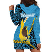 Sanma Province Hoodie Dress Vanuatu Pattern Myna Bird - Plumeria Flag Color LT14 - Polynesian Pride