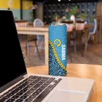 Sanma Province Skinny Tumbler Vanuatu Pattern Myna Bird With Plumeria Flag Color LT14 - Polynesian Pride