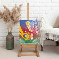 Shefa Province Canvas Wall Art Vanuatu Pattern Map - Plumeria Flag Color