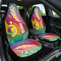 Shefa Province Car Seat Cover Vanuatu Pattern Map - Plumeria Flag Color LT14 One Size Red - Polynesian Pride