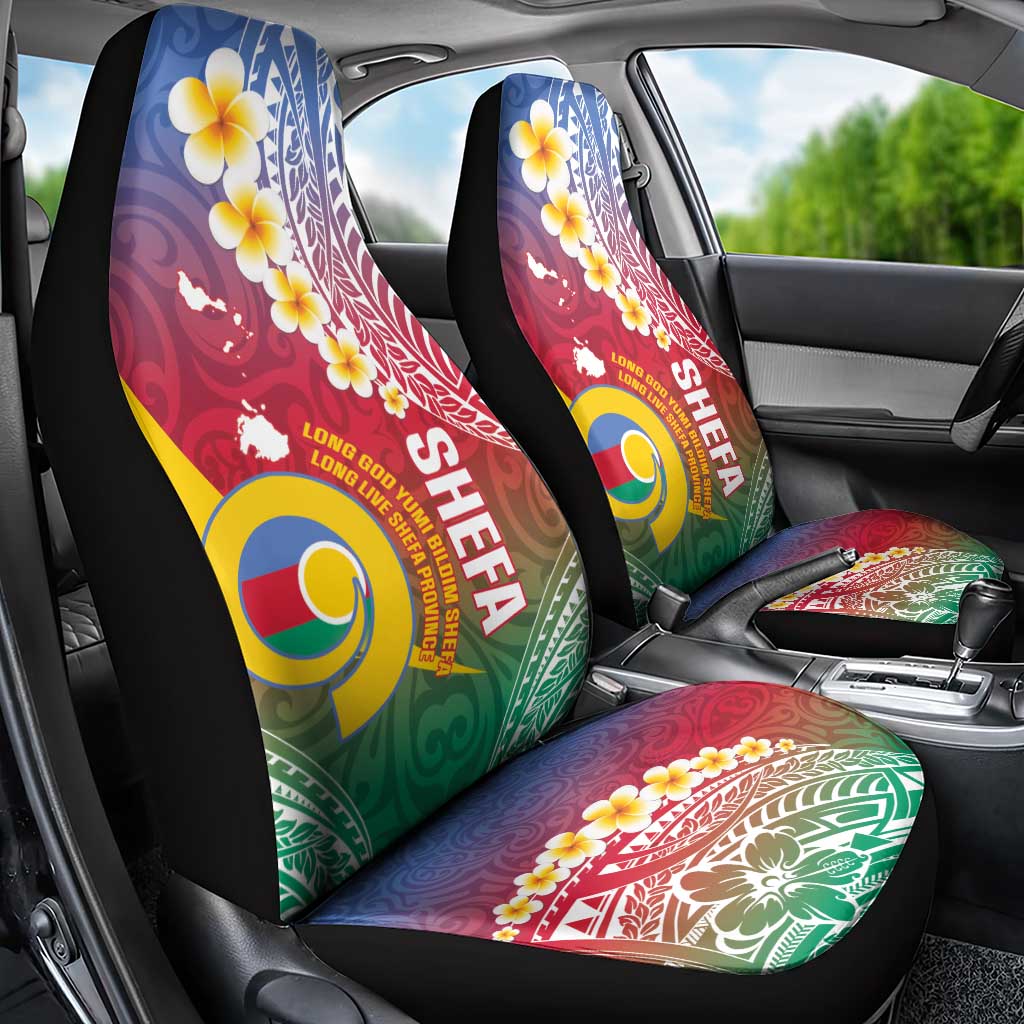 Shefa Province Car Seat Cover Vanuatu Pattern Map - Plumeria Flag Color LT14 - Polynesian Pride