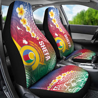 Shefa Province Car Seat Cover Vanuatu Pattern Map - Plumeria Flag Color LT14 - Polynesian Pride