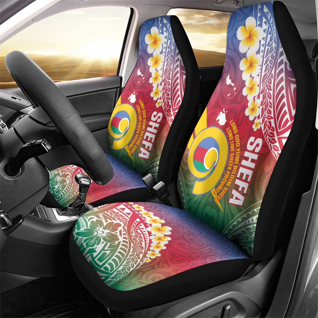 Shefa Province Car Seat Cover Vanuatu Pattern Map - Plumeria Flag Color LT14 - Polynesian Pride