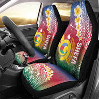 Shefa Province Car Seat Cover Vanuatu Pattern Map - Plumeria Flag Color LT14 - Polynesian Pride