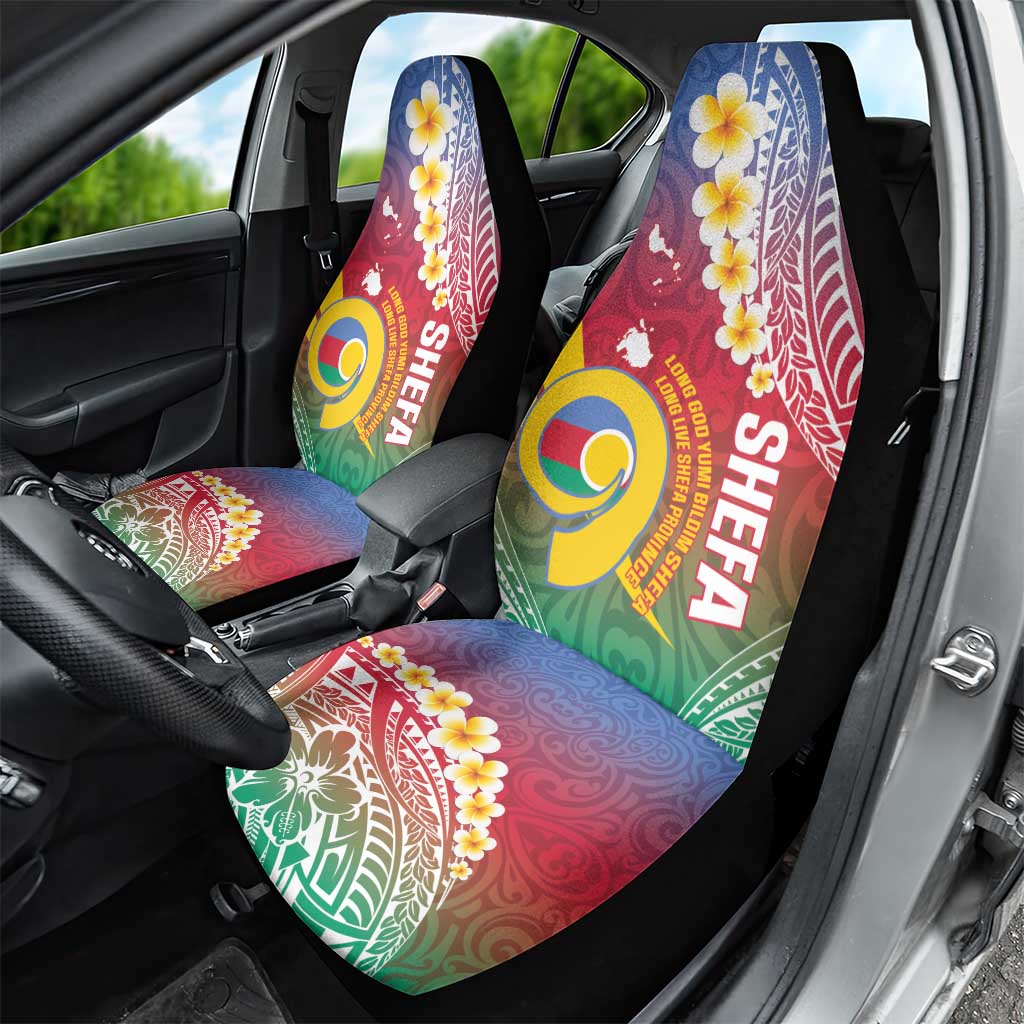 Shefa Province Car Seat Cover Vanuatu Pattern Map - Plumeria Flag Color LT14 - Polynesian Pride