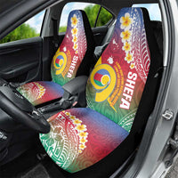 Shefa Province Car Seat Cover Vanuatu Pattern Map - Plumeria Flag Color LT14 - Polynesian Pride