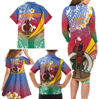 Shefa Province Family Matching Long Sleeve Bodycon Dress and Hawaiian Shirt Vanuatu Pattern Map - Plumeria Flag Color LT14 - Polynesian Pride