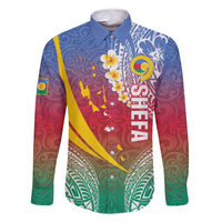 Shefa Province Family Matching Long Sleeve Bodycon Dress and Hawaiian Shirt Vanuatu Pattern Map - Plumeria Flag Color LT14 Dad's Shirt - Long Sleeve Red - Polynesian Pride