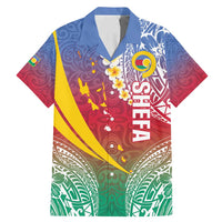 Shefa Province Family Matching Mermaid Dress and Hawaiian Shirt Vanuatu Pattern Map - Plumeria Flag Color LT14 Dad's Shirt - Short Sleeve Red - Polynesian Pride