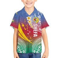 Shefa Province Family Matching Off Shoulder Maxi Dress and Hawaiian Shirt Vanuatu Pattern Map - Plumeria Flag Color LT14 Son's Shirt Red - Polynesian Pride