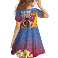 Shefa Province Family Matching Off Shoulder Short Dress and Hawaiian Shirt Vanuatu Pattern Map - Plumeria Flag Color LT14 - Polynesian Pride