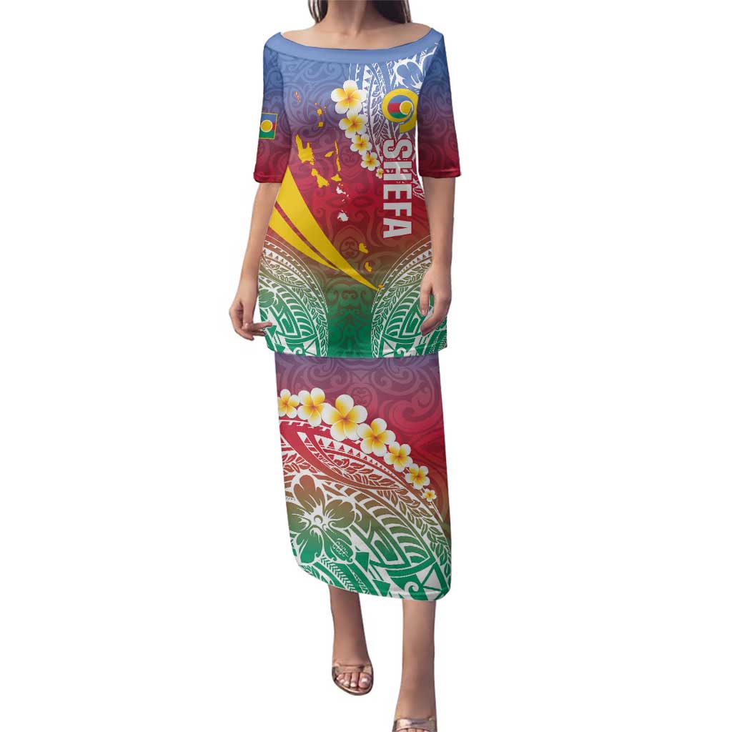 Shefa Province Family Matching Puletasi and Hawaiian Shirt Vanuatu Pattern Map - Plumeria Flag Color LT14 Mom's Dress Red - Polynesian Pride