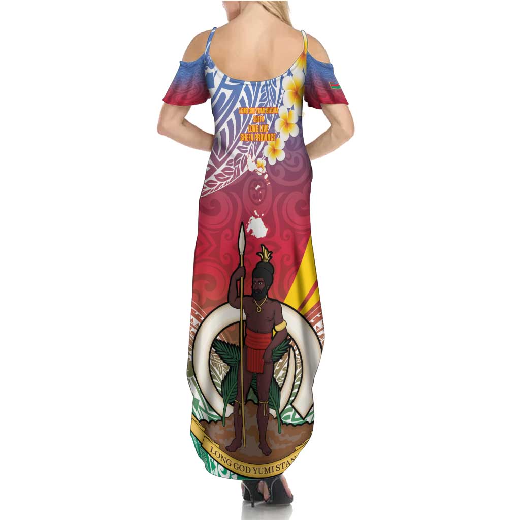 Shefa Province Family Matching Summer Maxi Dress and Hawaiian Shirt Vanuatu Pattern Map - Plumeria Flag Color LT14 - Polynesian Pride