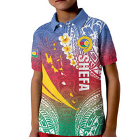 Shefa Province Kid Polo Shirt Vanuatu Pattern Map - Plumeria Flag Color LT14 Kid Red - Polynesian Pride