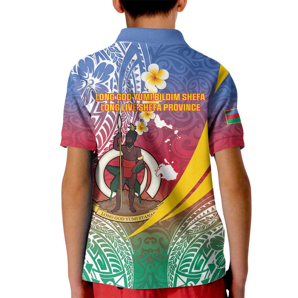Shefa Province Kid Polo Shirt Vanuatu Pattern Map - Plumeria Flag Color LT14 - Polynesian Pride