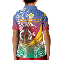 Shefa Province Kid Polo Shirt Vanuatu Pattern Map - Plumeria Flag Color LT14 - Polynesian Pride