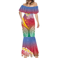 Shefa Province Mermaid Dress Vanuatu Pattern Map - Plumeria Flag Color