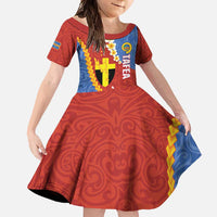 Tafea Province Family Matching Long Sleeve Bodycon Dress and Hawaiian Shirt Vanuatu Pattern Map - Plumeria Flag Color LT14 Daughter's Dress Red - Polynesian Pride